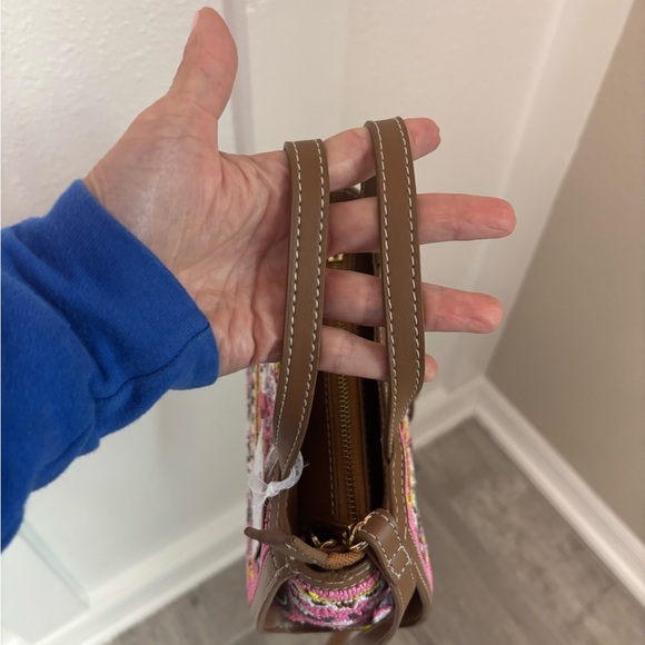 NWT Anthropologie Crossbody Bag Pink and Brown with Boho Embroidery - Picture 5 of 11